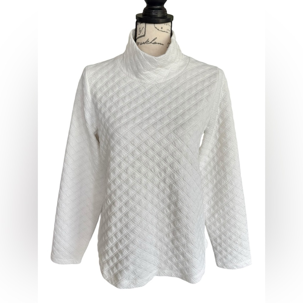 J. Crew Quilted Mockneck Pullover Women’s Small Ivory Top - Picture 2 of 10